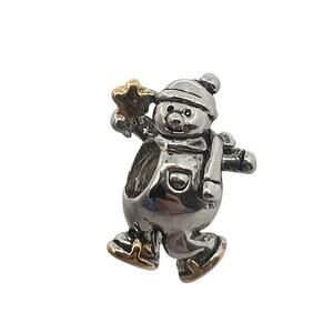 NEW Pugster Silver Tone Snowman and Star Bead Charm for Bracelet